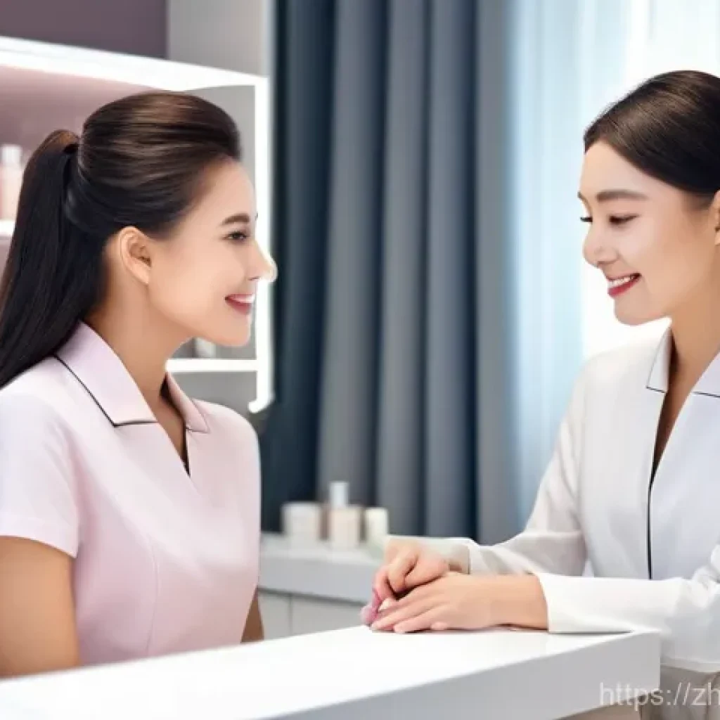 뷰티컨설턴트 실무 능력 키우기 - **Prompt:** A professional and friendly female beauty consultant, in her early thirties, wearing a s...