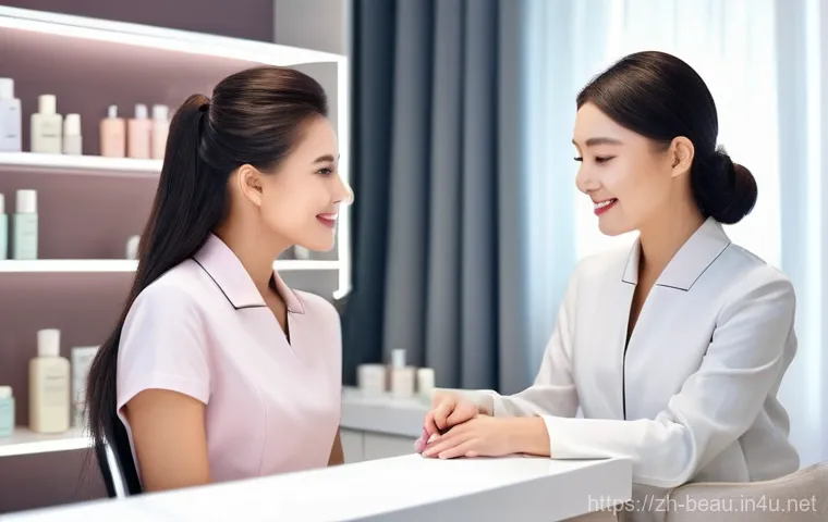 뷰티컨설턴트 실무 능력 키우기 - **Prompt:** A professional and friendly female beauty consultant, in her early thirties, wearing a s...