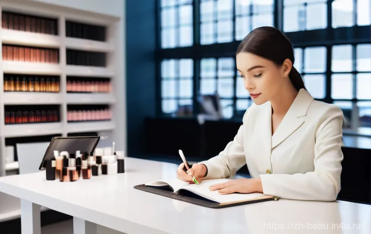 뷰티컨설턴트의 하루 일과 - **Prompt 1: The Dedicated Learner**
    A highly professional and elegantly dressed female beauty co...