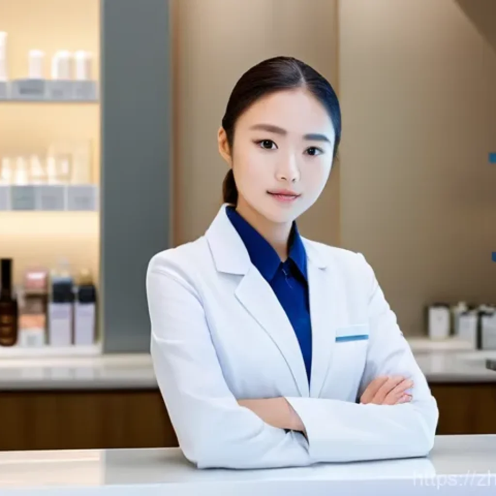 뷰티컨설턴트 직무 코칭 후기 - **Prompt 1: The Aspiring Consultant's Initial Struggle**
    "A young female beauty consultant, in h...