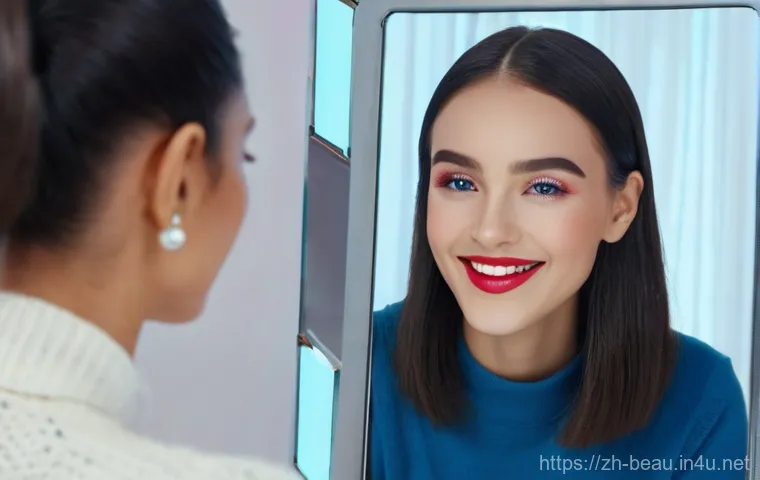 뷰티컨설턴트 새로운 기술 습득 - **AI Smart Skin Analysis Consultation**
    A professional female beauty consultant, in a sleek, mod...