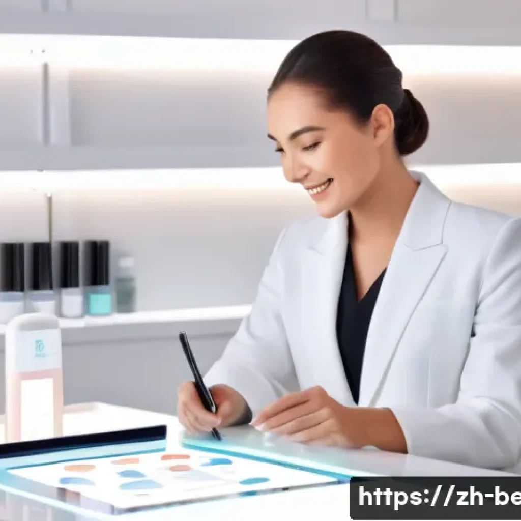 뷰티컨설턴트 비전과 목표 설정 - **Prompt: "A professional and charismatic female beauty consultant in her late 20s to early 30s, dre...