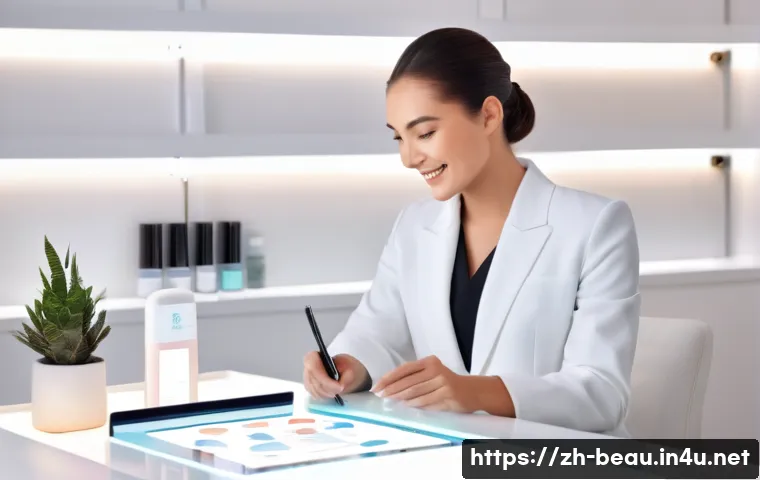 뷰티컨설턴트 비전과 목표 설정 - **Prompt: "A professional and charismatic female beauty consultant in her late 20s to early 30s, dre...