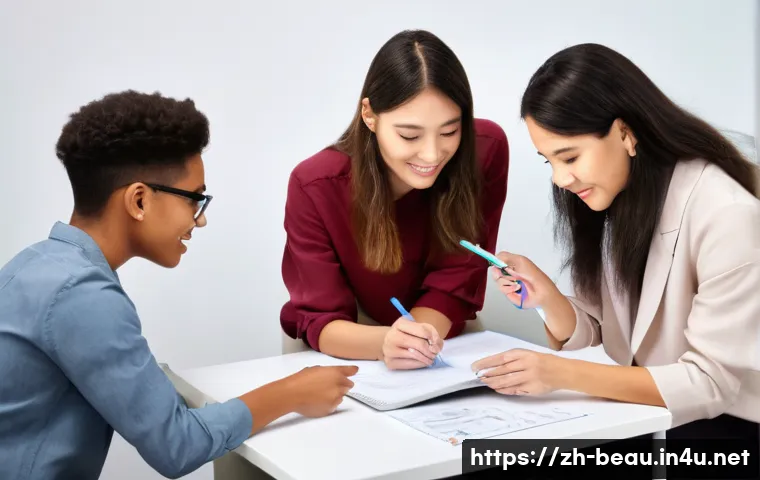 뷰티컨설턴트 이론 공부법 - **Prompt for Interactive Learning Group:**
    "A vibrant and diverse group of young adults, includi...