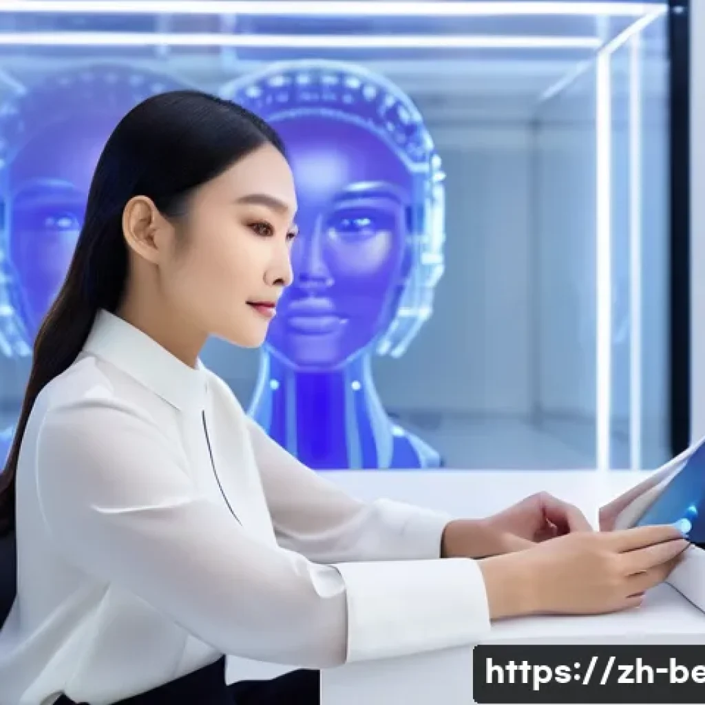 뷰티컨설턴트 업계 소식 공유 - AI-Powered Personalized Beauty Experience**
* **Subject:** A sophisticated East Asian woman in he...