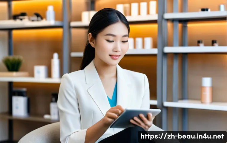 뷰티컨설턴트 역할과 책임 - **Prompt:** A warm and inviting scene in a modern beauty consultation studio. A young Asian woman, d...