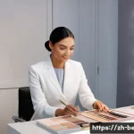 뷰티컨설턴트 관련 학습 목표 설정 연구 - **Prompt:** A professional female beauty consultant, elegantly dressed in a tailored, modest uniform...