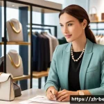 뷰티컨설턴트 경력 전환 사례 - A professional female beauty consultant dressed elegantly in stylish business attire, wearing tastef...