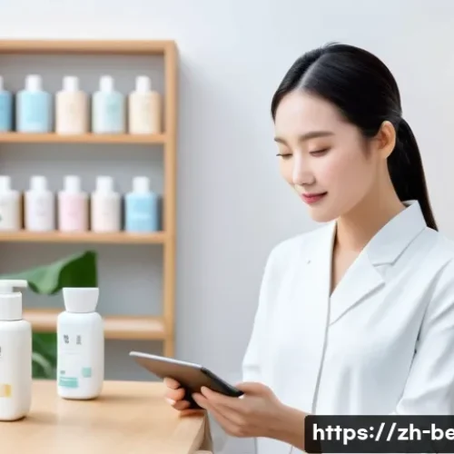 뷰티컨설턴트 고객 상담 연습 - A modern skincare consultation scene in a bright, minimalist beauty salon designed for Chinese clien...