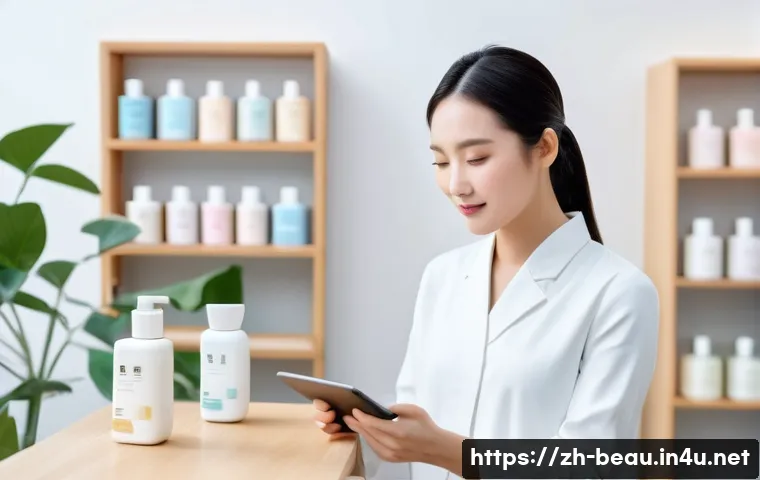 뷰티컨설턴트 고객 상담 연습 - A modern skincare consultation scene in a bright, minimalist beauty salon designed for Chinese clien...
