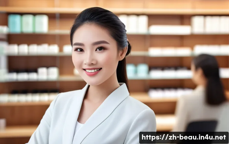 뷰티컨설턴트 주요 직업적 스킬 - A professional beauty consultant in a modern salon environment, wearing stylish yet modest business ...