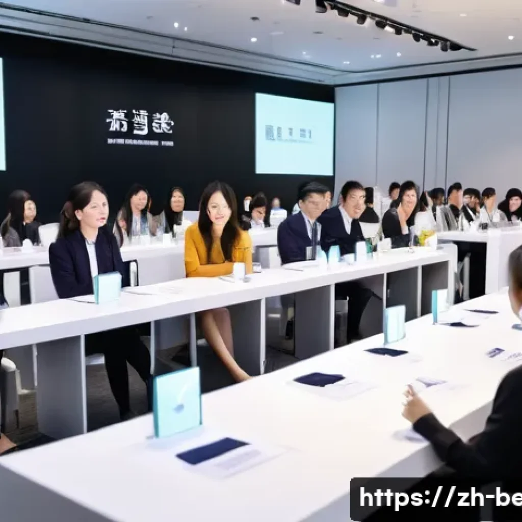 뷰티컨설턴트 관련 행사 참여기 - A vibrant professional beauty conference scene showing a diverse group of skincare experts and beaut...