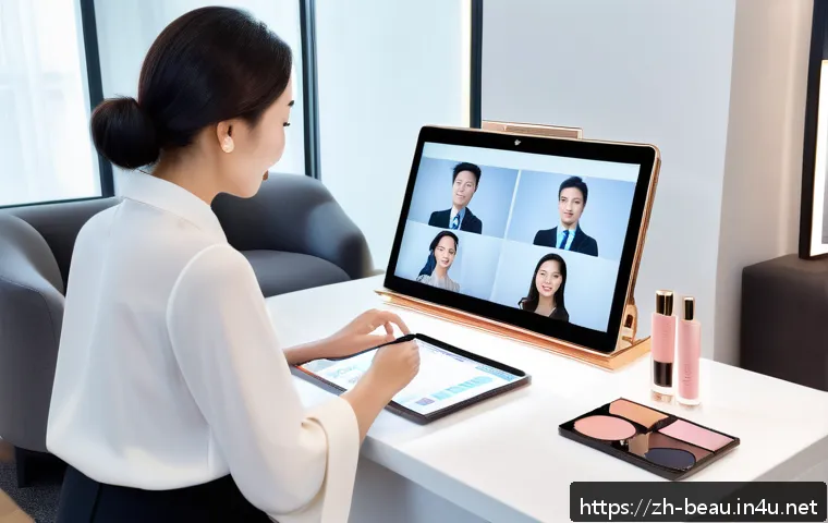 뷰티컨설턴트 분야 확장 아이디어 - A modern beauty consultant in a stylish, bright boutique setting, engaging with a diverse group of y...