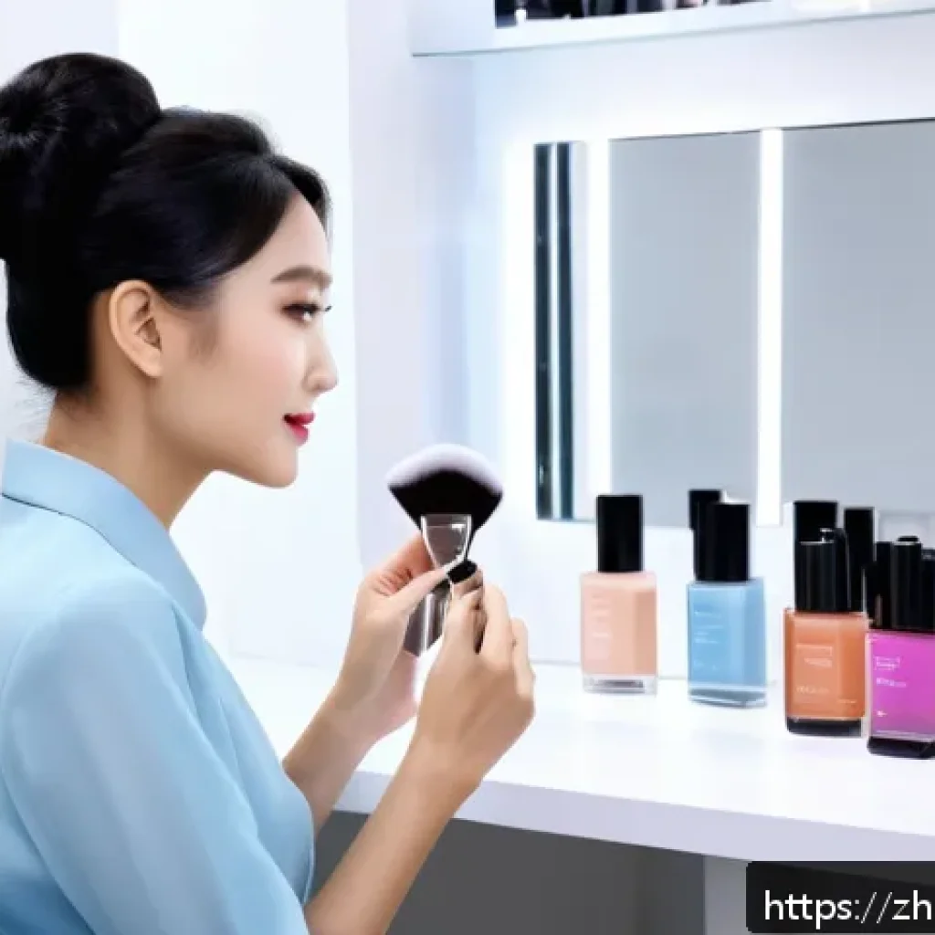 뷰티컨설턴트 학습 자료 준비법 - A modern beauty consultant studio scene showcasing a professional female beauty advisor with flawles...