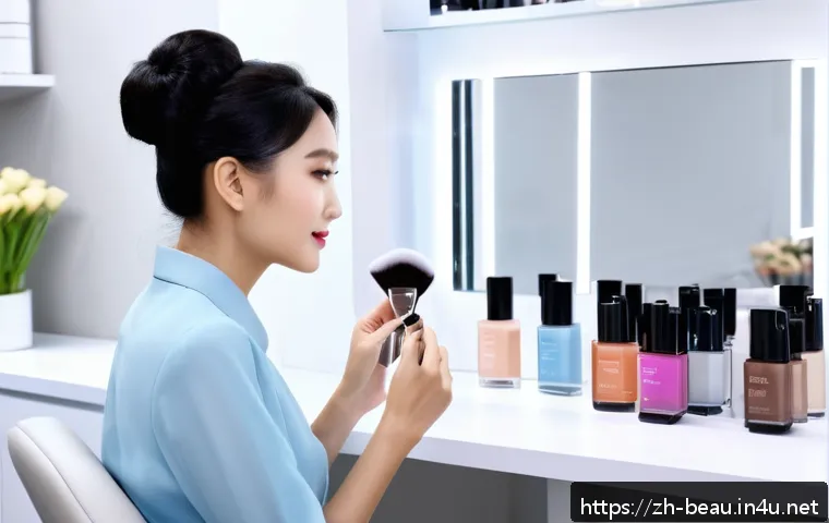 뷰티컨설턴트 학습 자료 준비법 - A modern beauty consultant studio scene showcasing a professional female beauty advisor with flawles...