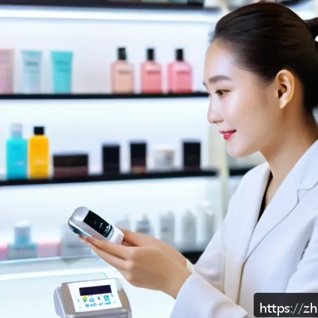 뷰티컨설턴트 주요 직무 사례 분석 - A professional beauty consultant attentively communicating with a female client in a modern, elegant...