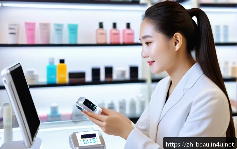 뷰티컨설턴트 주요 직무 사례 분석 - A professional beauty consultant attentively communicating with a female client in a modern, elegant...