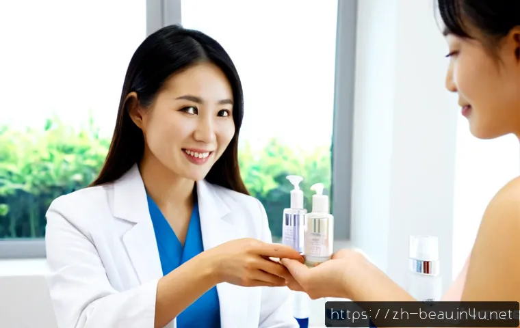 뷰티컨설턴트 자격증 활용 사례 분석 - Photorealistic beauty consultant conducting a personalized skincare consultation with an adult East ...